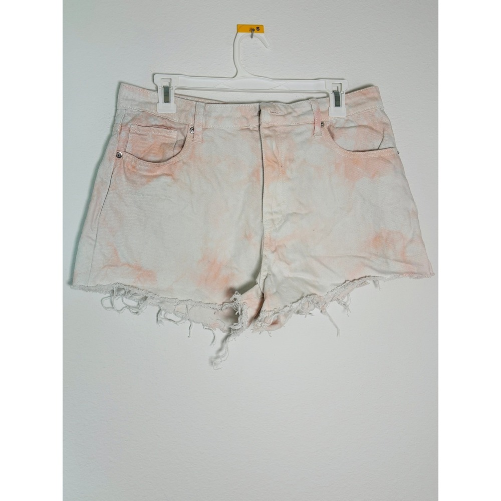 Forever 21 Pink Tie Dye High Waisted Cut‎ Off Denim Shorts Size 31